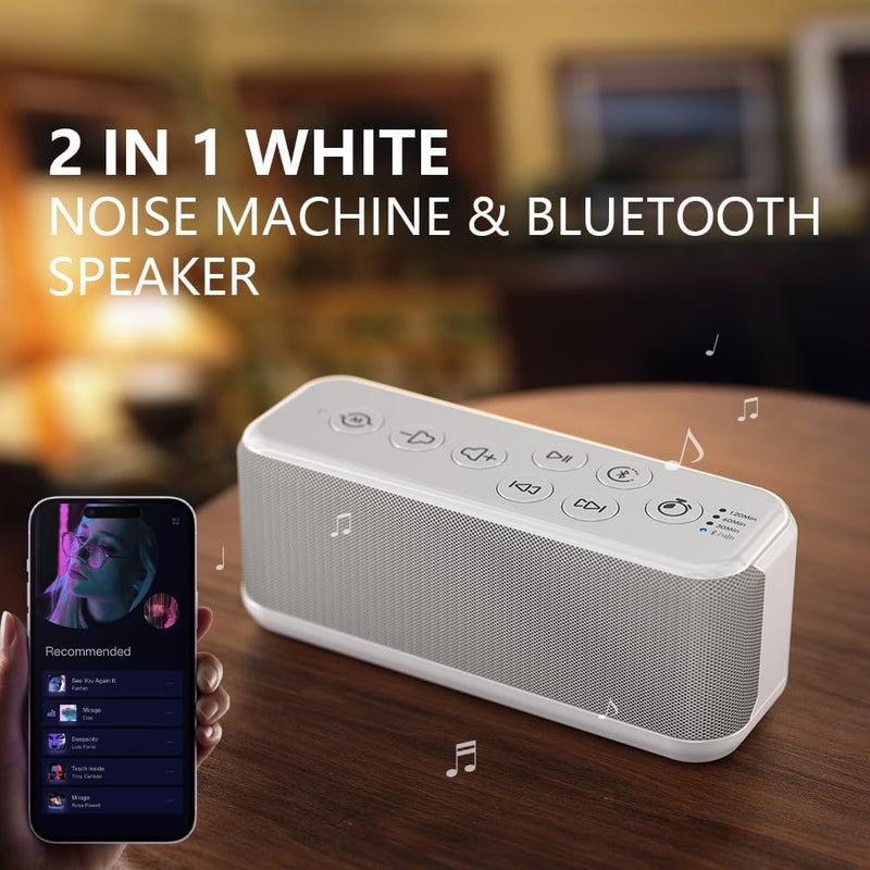 OnLyee White Noise Sound Machine with Bluetooth Speaker, 15 Soothing Sounds, Office Privacy & Noise Canceling, 3000mAh Rechargeable Battery, Auto-Off Timer & 8-Level Volume– Ideal for Baby - Image 2